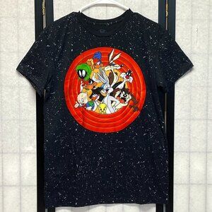 Looney Tunes Graphic Tee Black Speckle M Short Sleeve WB Cartoon Character Shirt